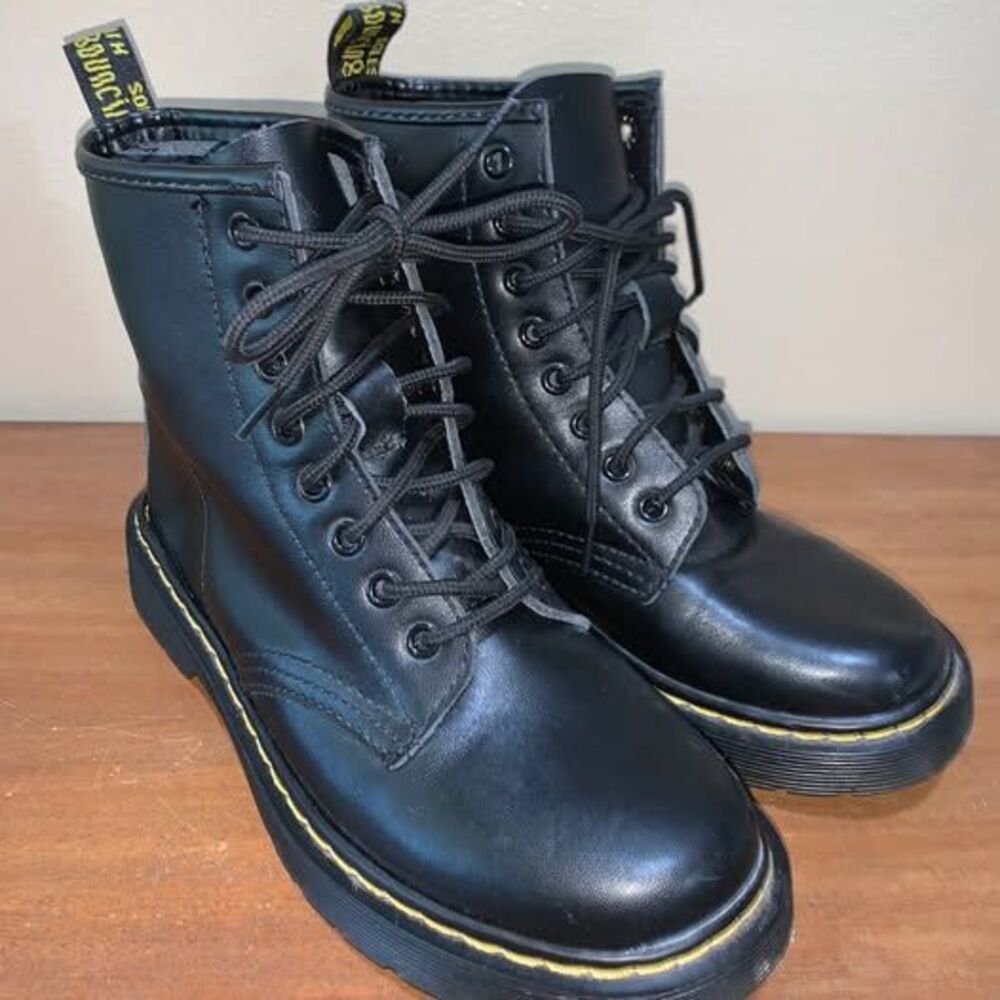 Black Lace-Up Combat Boots 9